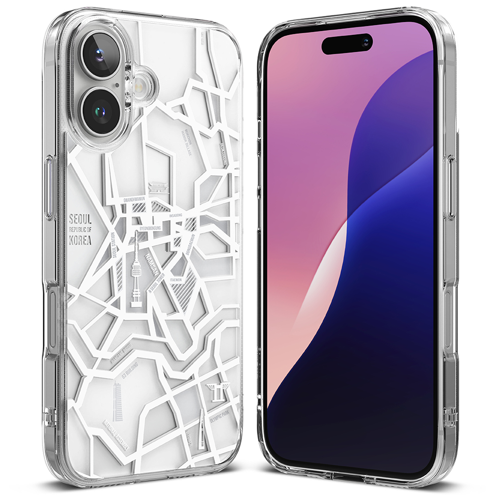 Ringke Fusion Design puzdro pre iPhone 16 – mapa Seoul (biela) KF2341122