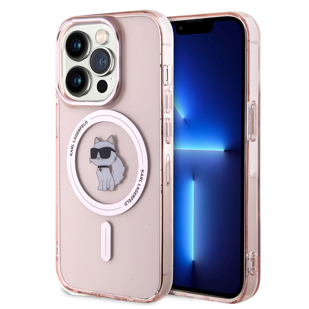 Karl Lagerfeld IML MagSafe puzdro (KLHMP15LHFCCNOP) pre iPhone 15 Pro – ružové Choupette KF2340740