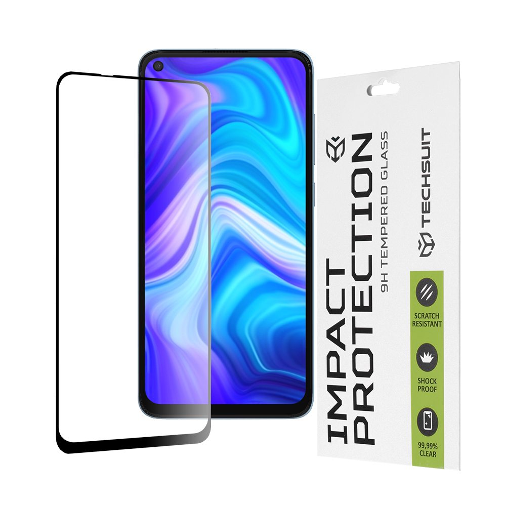 Techsuit 111D Full Cover / Full Glue Glass tvrdené sklo pre Xiaomi Redmi Note 9 / Redmi 10X 4G – čierne (Black) KF235635