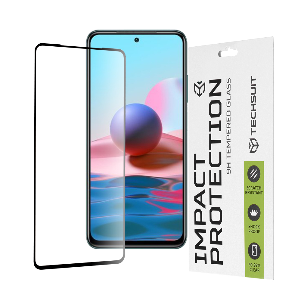 Techsuit 111D Full Cover / Full Glue Glass tvrdené sklo pre Xiaomi Redmi Note 10 4G / Note 10S / Poco M5s – čierne (Black) KF236647