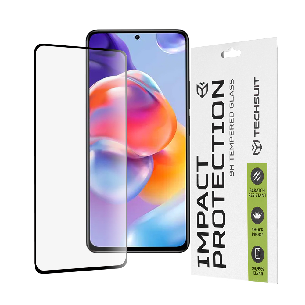 Techsuit 111D Full Cover / Full Glue Glass tvrdené sklo pre Xiaomi Redmi Note 11 Pro 4G / 11 Pro 5G / 11 Pro+ 5G / Poco X4 Pro 5G – čierne (Black) KF…
