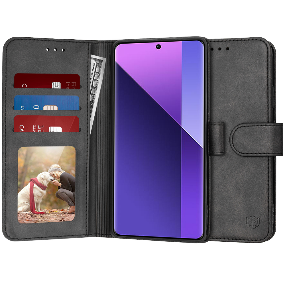 Techsuit Diary Book puzdro pre Xiaomi Redmi Note 13 Pro+ 5G – čierne (Black) KF2321213