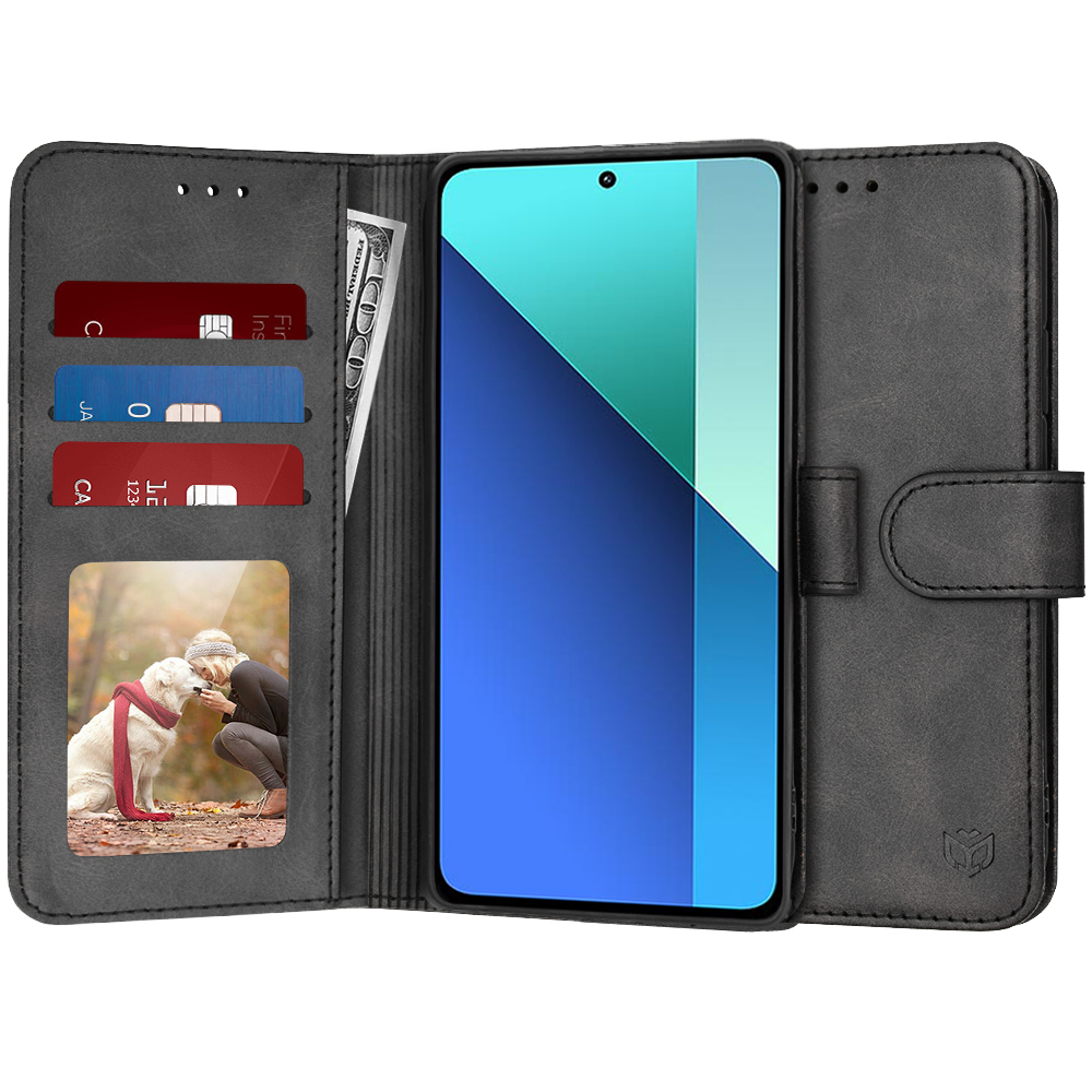 Techsuit Diary Book puzdro pre Xiaomi Redmi Note 13 4G – čierne (Black) KF2321225