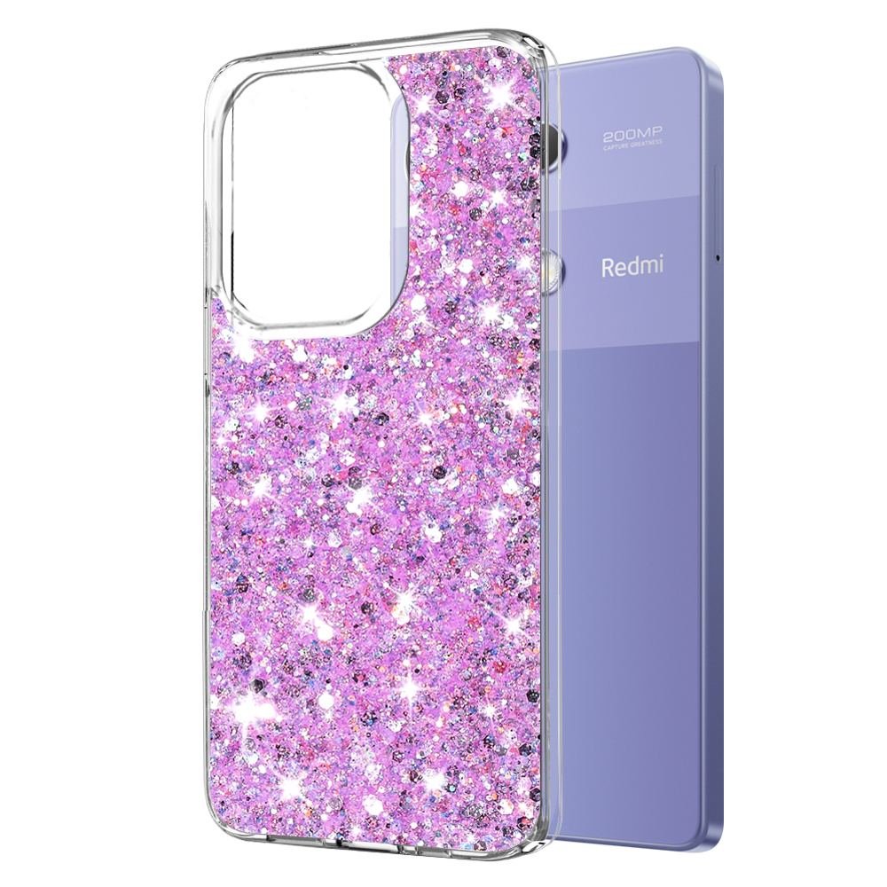 Techsuit Sparkly Glitter puzdro pre Xiaomi Redmi Note 13 Pro 4G / Poco M6 Pro 4G – magentové (Magenta) KF2324106
