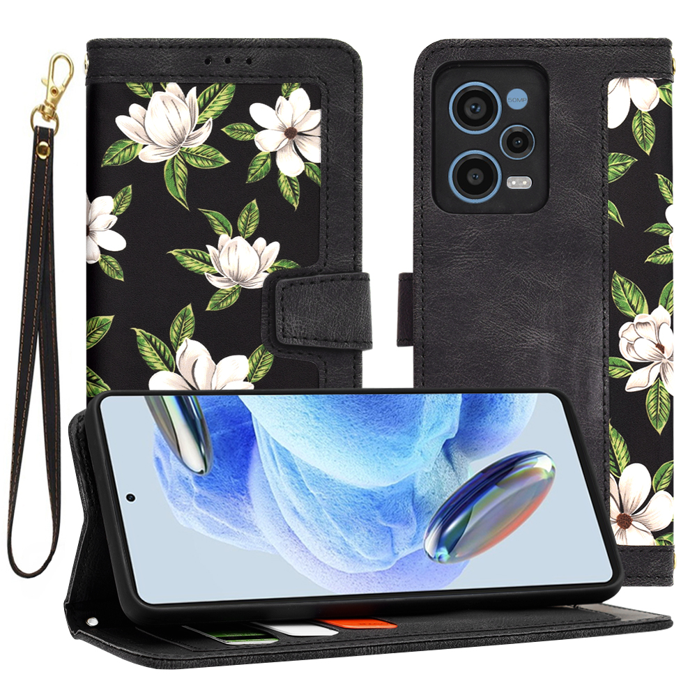 Techsuit FlipCraft puzdro pre Xiaomi Redmi Note 12 Pro 5G – kvety úsvitu (Flowers of the Dawn) KF2328542