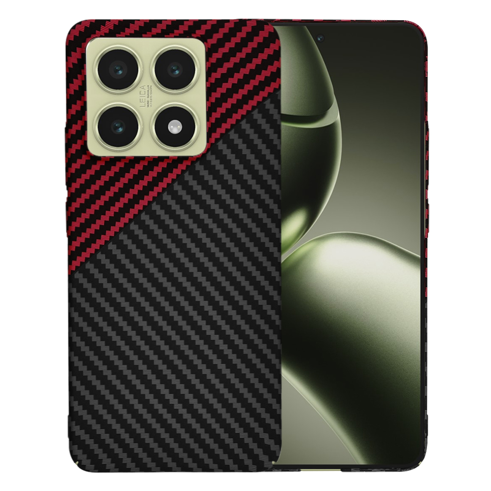 Techsuit Carbonite FiberShell puzdro pre Xiaomi 14T – červené (Red Vortex) KF2339199