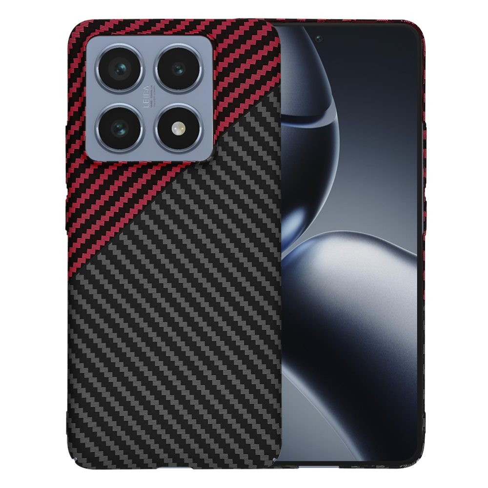 Techsuit Carbonite FiberShell puzdro pre Xiaomi 14T Pro – červené (Red Vortex) KF2339207