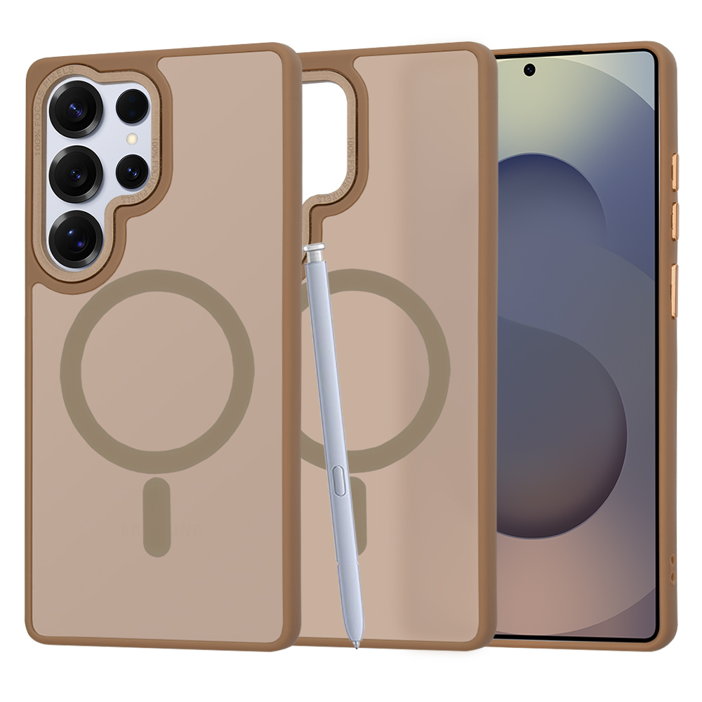 Techsuit HaloFrost MagSafe Series puzdro pre Samsung Galaxy S25 Ultra – pieskovohnedé (Sandstone Brown) KF2339720