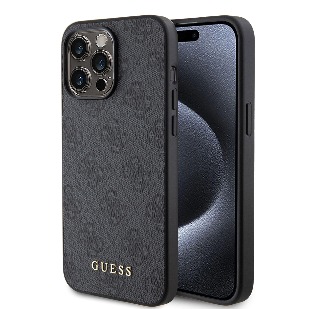 Guess Hardcase 4G Metal Gold Logo puzdro (GUHCP15LG4GFGR) pre iPhone 15 Pro – sivé (Grey) KF2339962