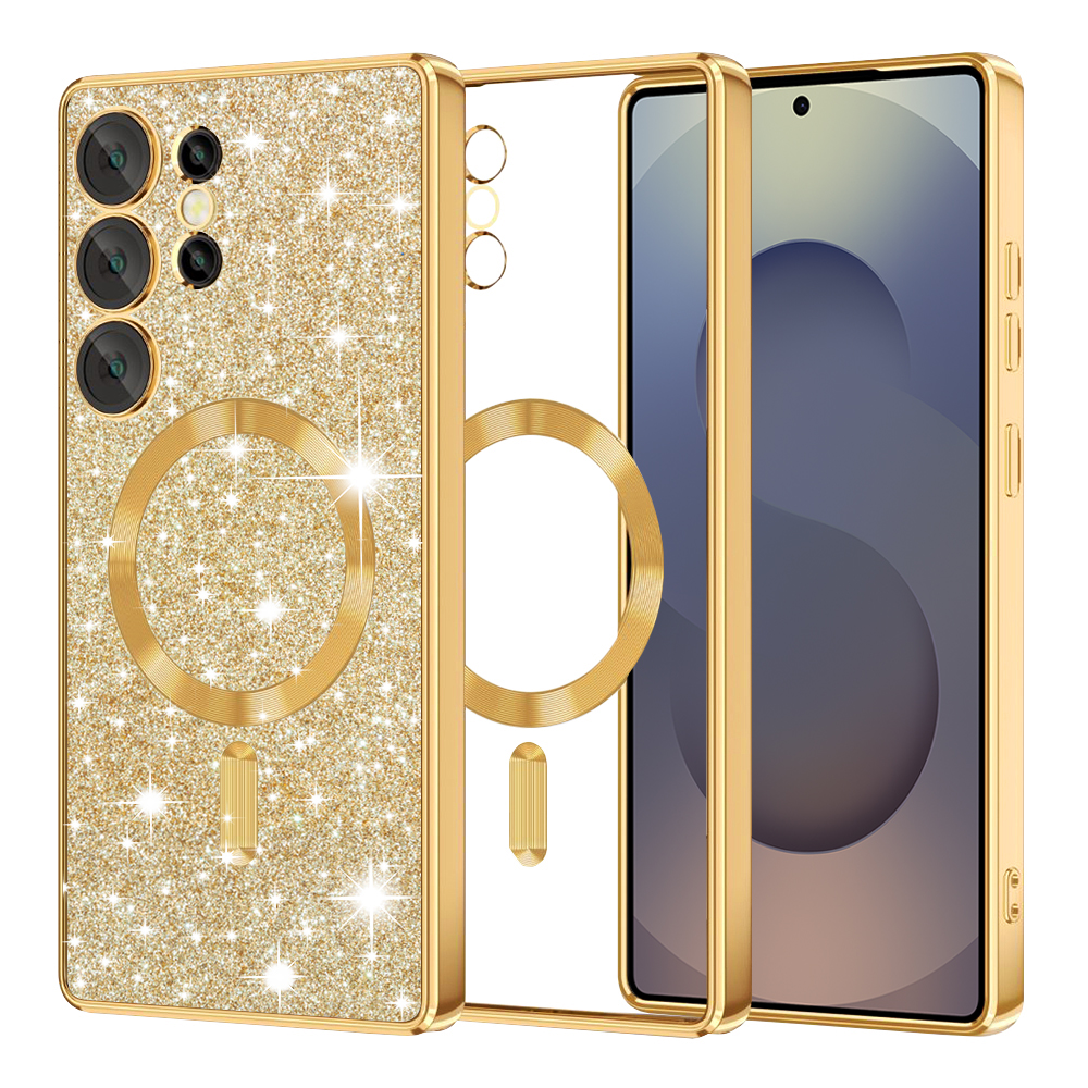 Techsuit Luxury Glitter MagSafe puzdro pre Samsung Galaxy S25 Ultra – zlaté (Gold) KF2341547