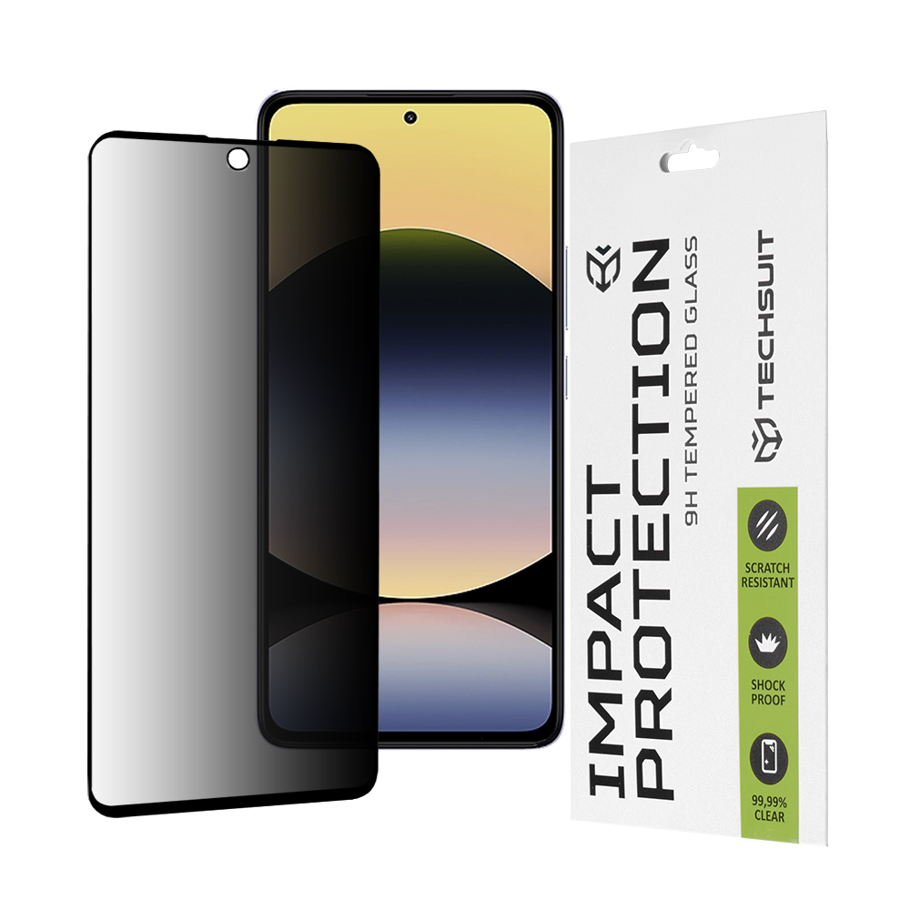 Techsuit 111D Privacy Full Glue tvrdené sklo pre Xiaomi Redmi Note 14 4G / Redmi Note 14 5G – čierne (Black) KF2344593