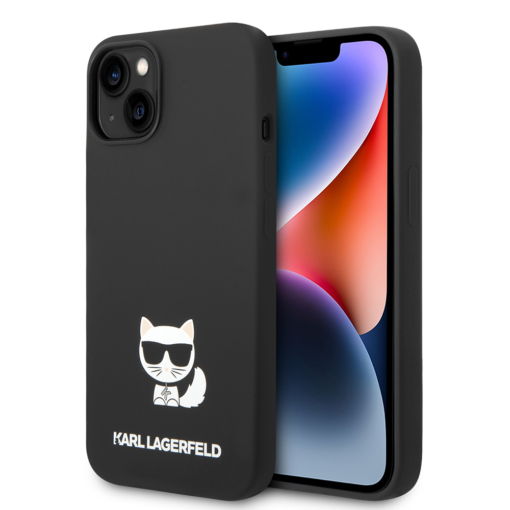 Karl Lagerfeld - Silicone (KLHCP14SSLCTBK) – puzdro na iPhone 15 / iPhone 14 / iPhone 13 – Choupette Body KF2339777