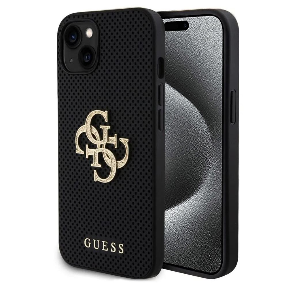 Guess - Leather Perforated 4G (GUHCP15SPSP4LGK) – puzdro na iPhone 15 – Čierna KF2339821