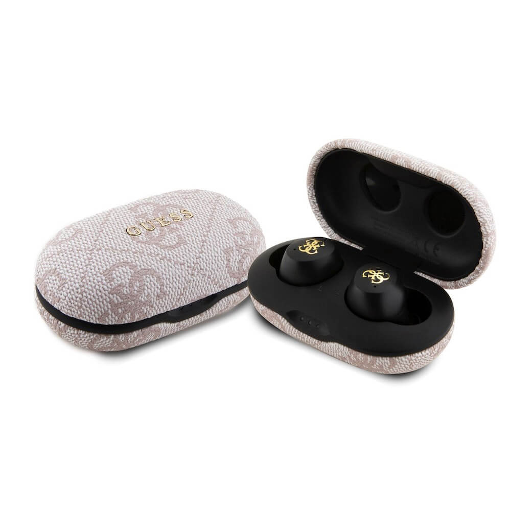 Guess - Wireless Earbuds 4G Metal (GUTWSP4EGP) – bezdrôtové slúchadlá s nabíjacou stanicou, Bluetooth 5.3, TWS, ENC, IPX5, 300mAh – Ružové KF2342491