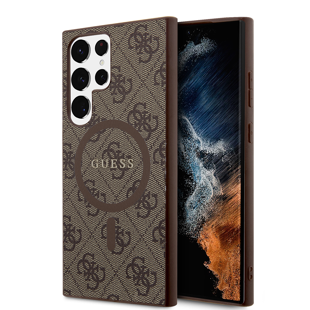 Guess 4G Collection Leather MagSafe (GUHMS24LG4GFRW) kryt pre Samsung Galaxy S24 Ultra – Hnedý KF2340282