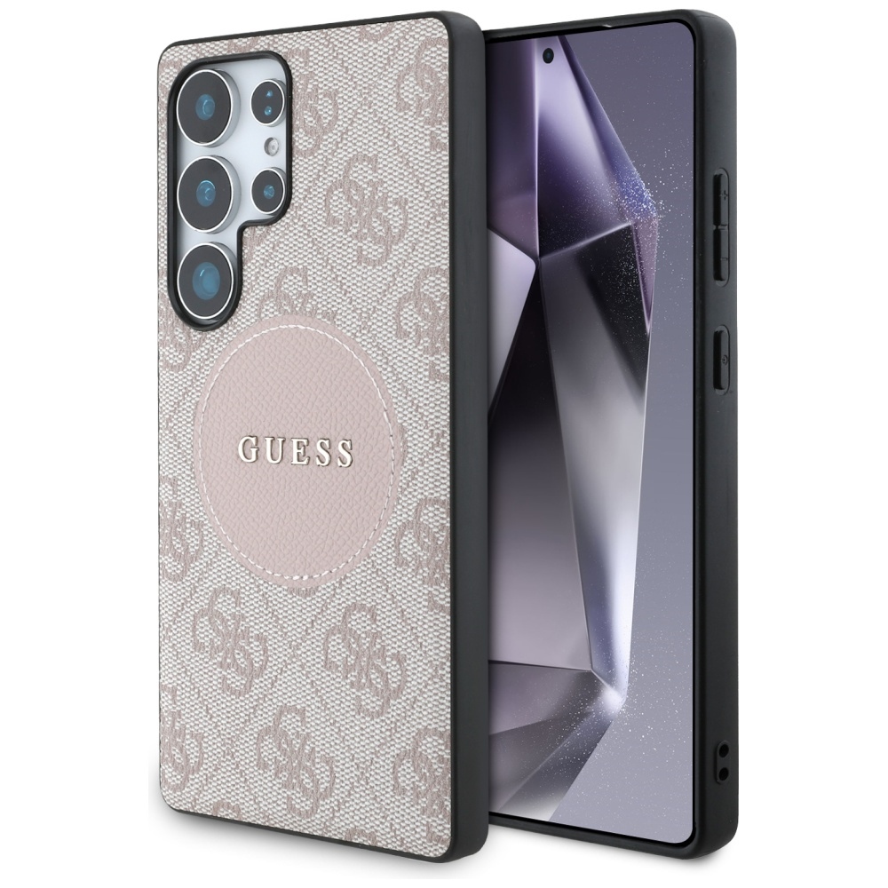 Guess 4G Circle Classic Logo MagSafe (GUHMS25LP4PGRSGP) kryt pre Samsung Galaxy S25 Ultra – Ružový KF2345869