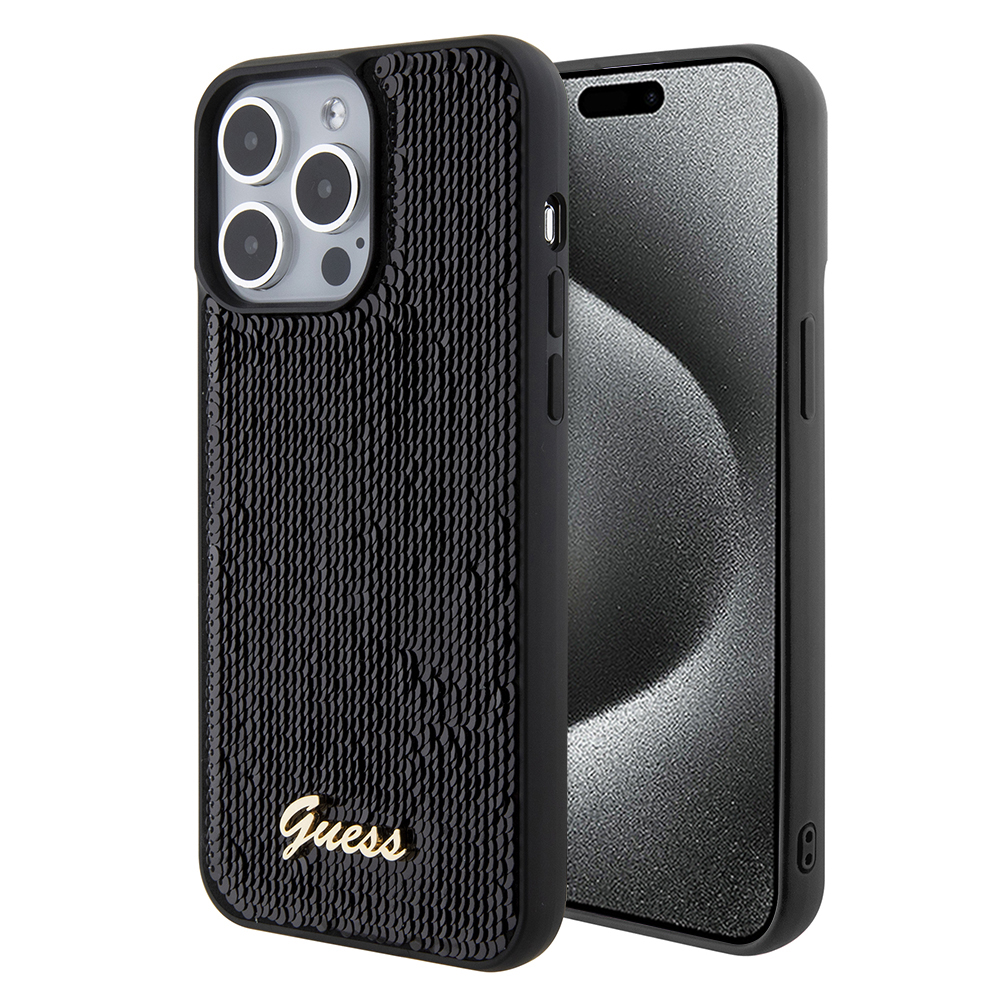Guess - Sequin Script Metal (GUHCP15XPSFDGSK) - iPhone 15 Pro Max - Black KF2340183