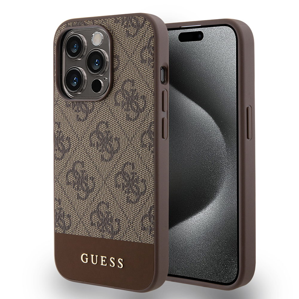 Guess - Hardcase 4G Stripe Collection (GUHCP15LG4GLBR) - iPhone 15 Pro - Brown KF2339999