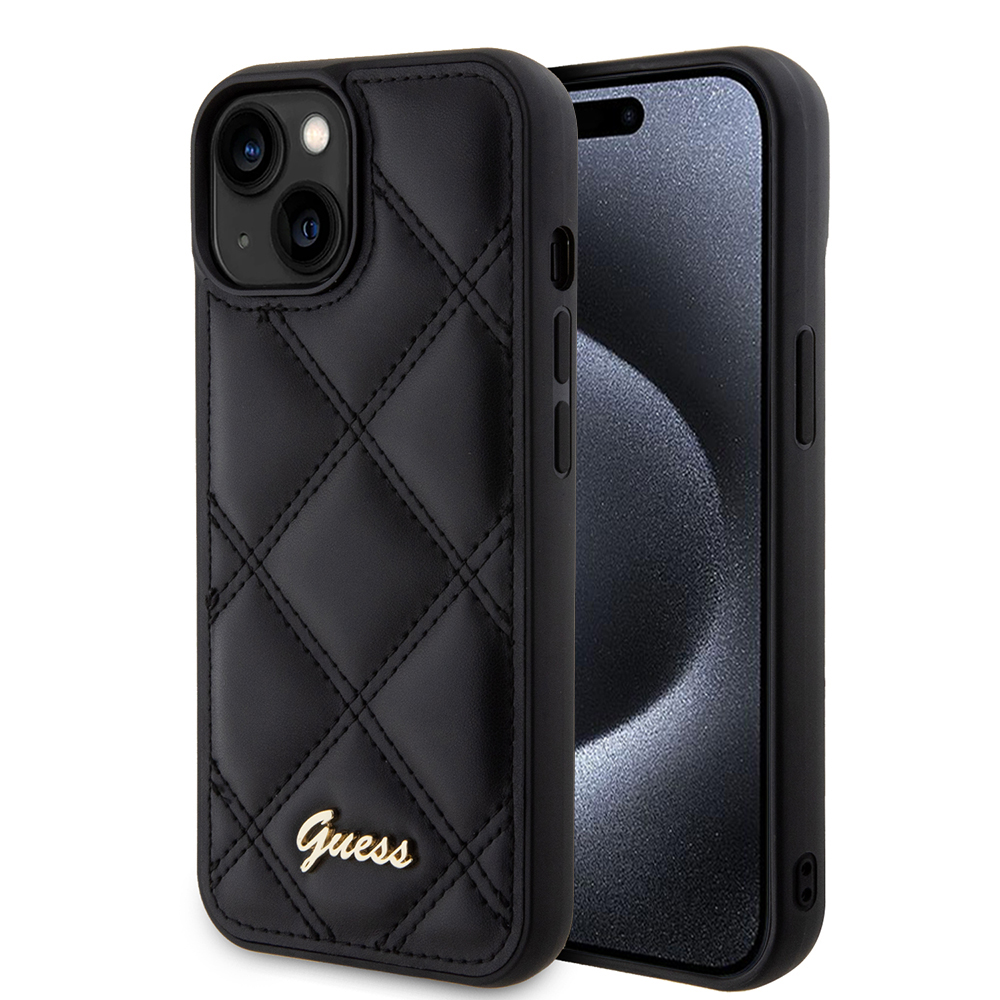 Guess - Quilted Metal Logo (GUHCP15SPSQSQSK) - iPhone 15 - Black KF2340004