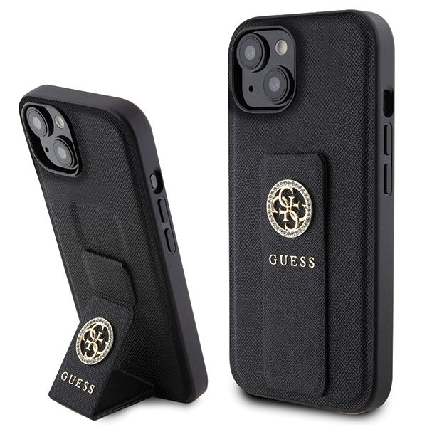 Guess - Grip Stand 4G Saffiano Strass (GUHCP15SPGSSADK) - iPhone 15 - Black KF2340033