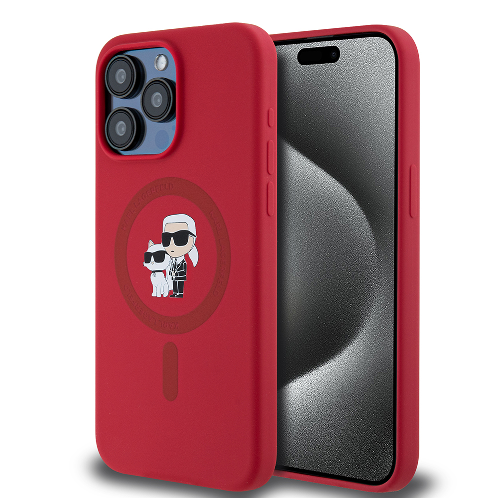 Karl Lagerfeld - Silicone Ring MagSafe (KLHMP15XSCMKCRHR) - iPhone 15 Pro Max - Red Karl&Choupette KF2340831