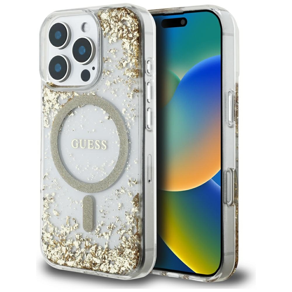Guess - Hardcase Resin Bottom Glitter MagSafe (GUHMP16XRGRGED) - iPhone 16 Pro Max - Gold KF2346288