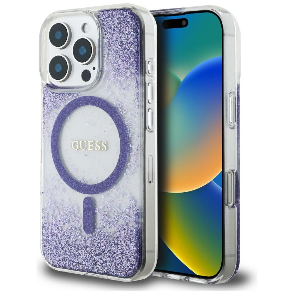 Guess - Hardcase Resin Bottom Glitter MagSafe (GUHMP16LRGRGEU) - iPhone 16 Pro - Purple KF2346292