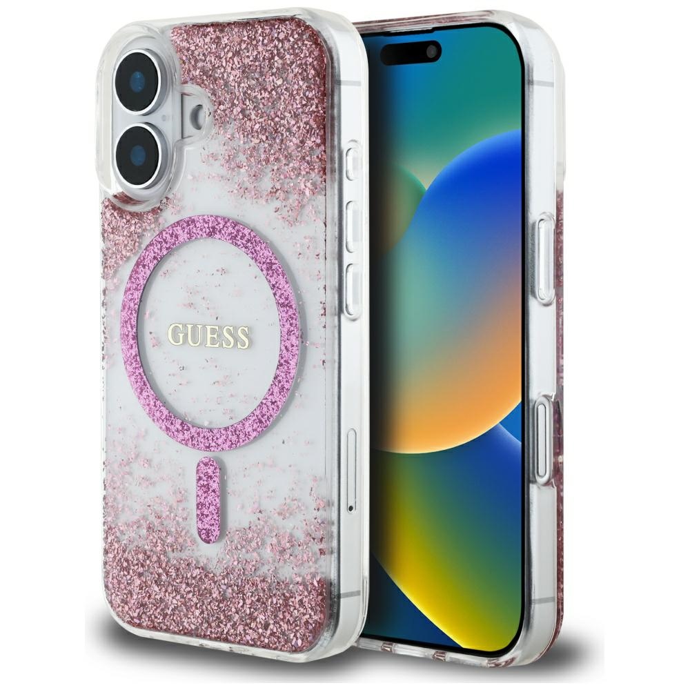Guess - Hardcase Resin Bottom Glitter MagSafe (GUHMP16SRGRGEP) - iPhone 16 - Pink KF2346294