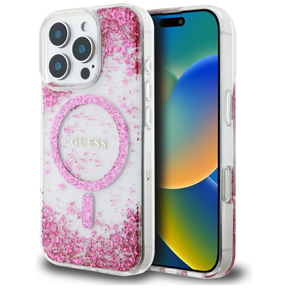 Guess - Hardcase Resin Bottom Glitter MagSafe (GUHMP16LRGRGEP) - iPhone 16 Pro - Pink KF2346295