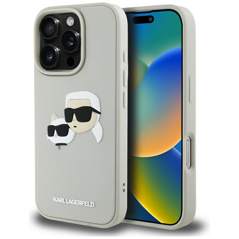 Karl Lagerfeld - 3D Design (KLHCP16XRBCKCHLE) - iPhone 16 Pro Max - Beige Rubber Karl&Choupette KF2346307
