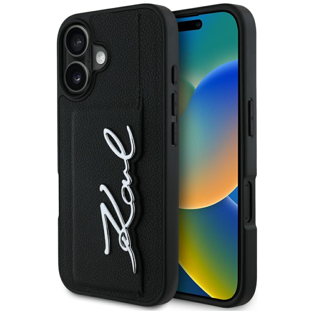 Karl Lagerfeld - Hardcase Leather Cardslot (KLHCP16SPGPVKSK) - iPhone 16 - Metal Signature KF2346308
