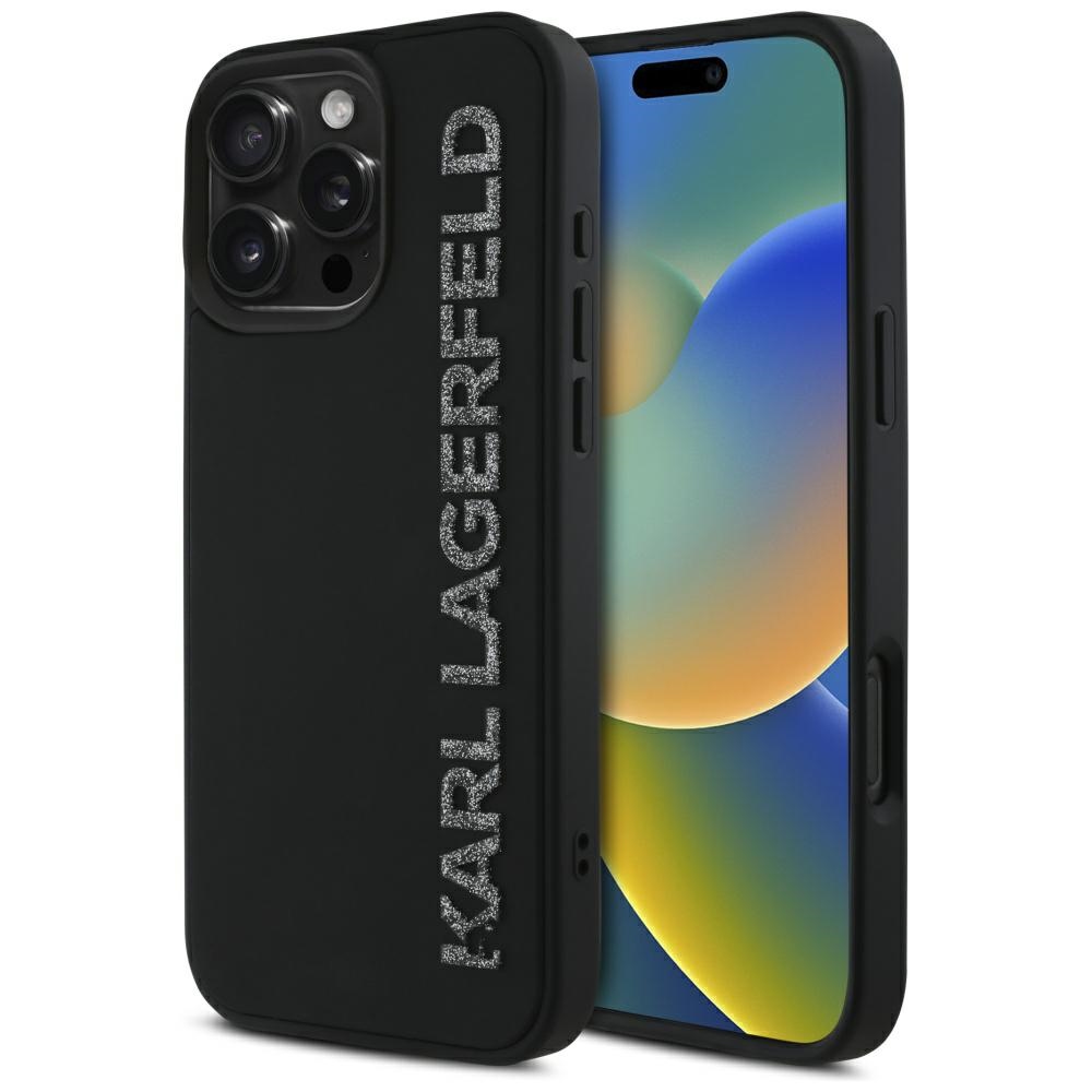 Karl Lagerfeld - 3D Design (KLHCP16XRBKGVCK) - iPhone 16 Pro Max - Rubber Elongated Glitter Logo KF2346313