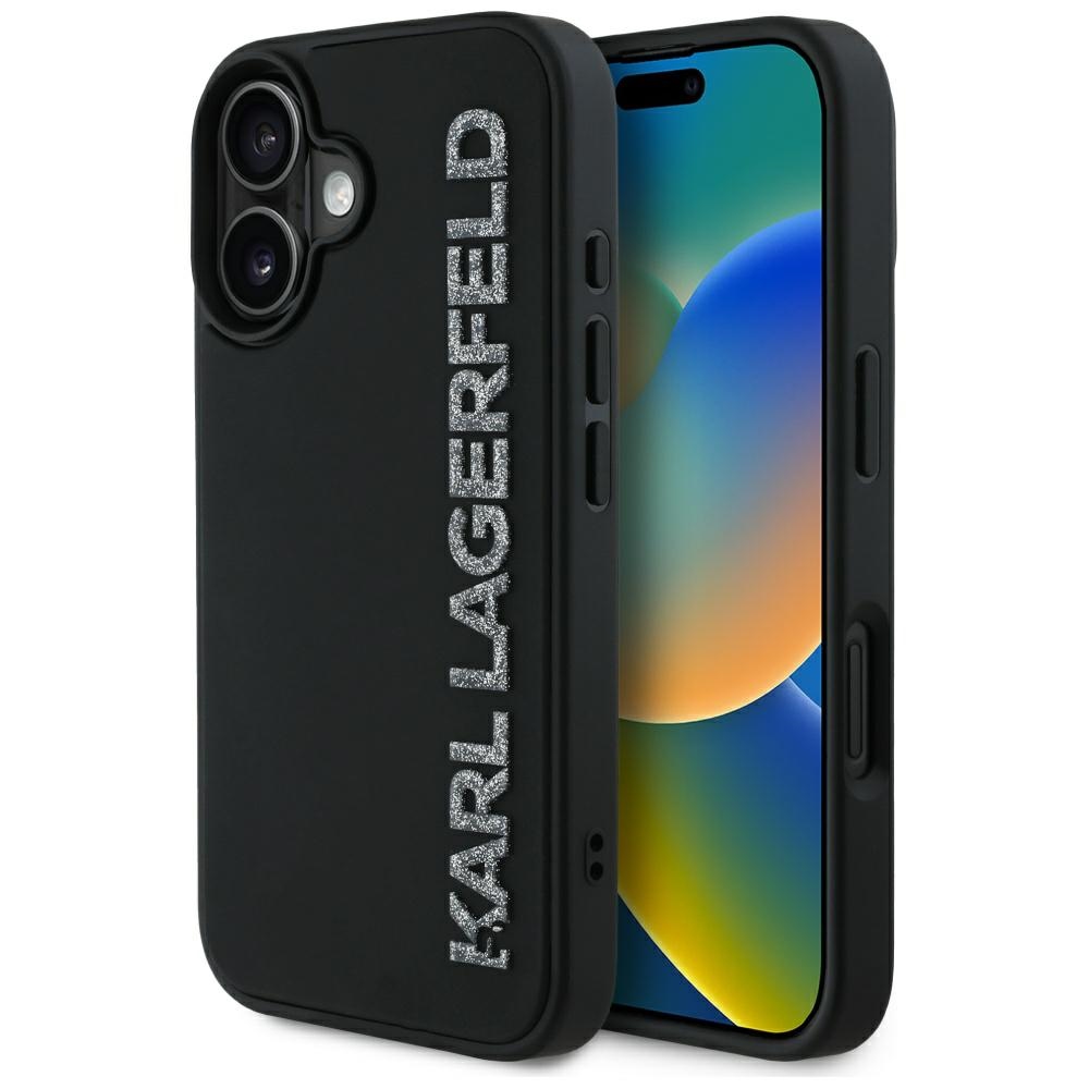Karl Lagerfeld - 3D Design (KLHCP16SRBKGVCK) - iPhone 16 - Rubber Elongated Glitter Logo KF2346311