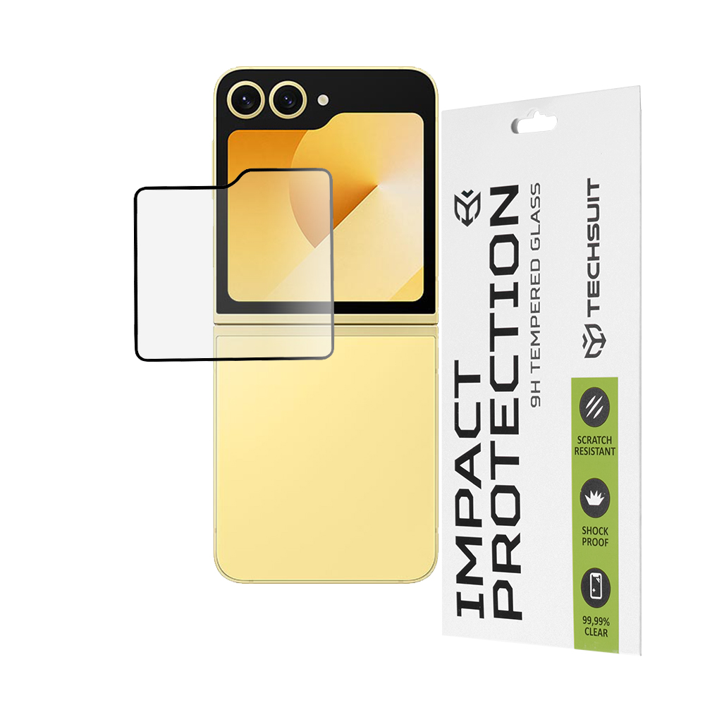 Techsuit - 111D Full Cover / Full Glue Glass [Outside Screen] - Samsung Galaxy Z Flip6 - Black KF2335353