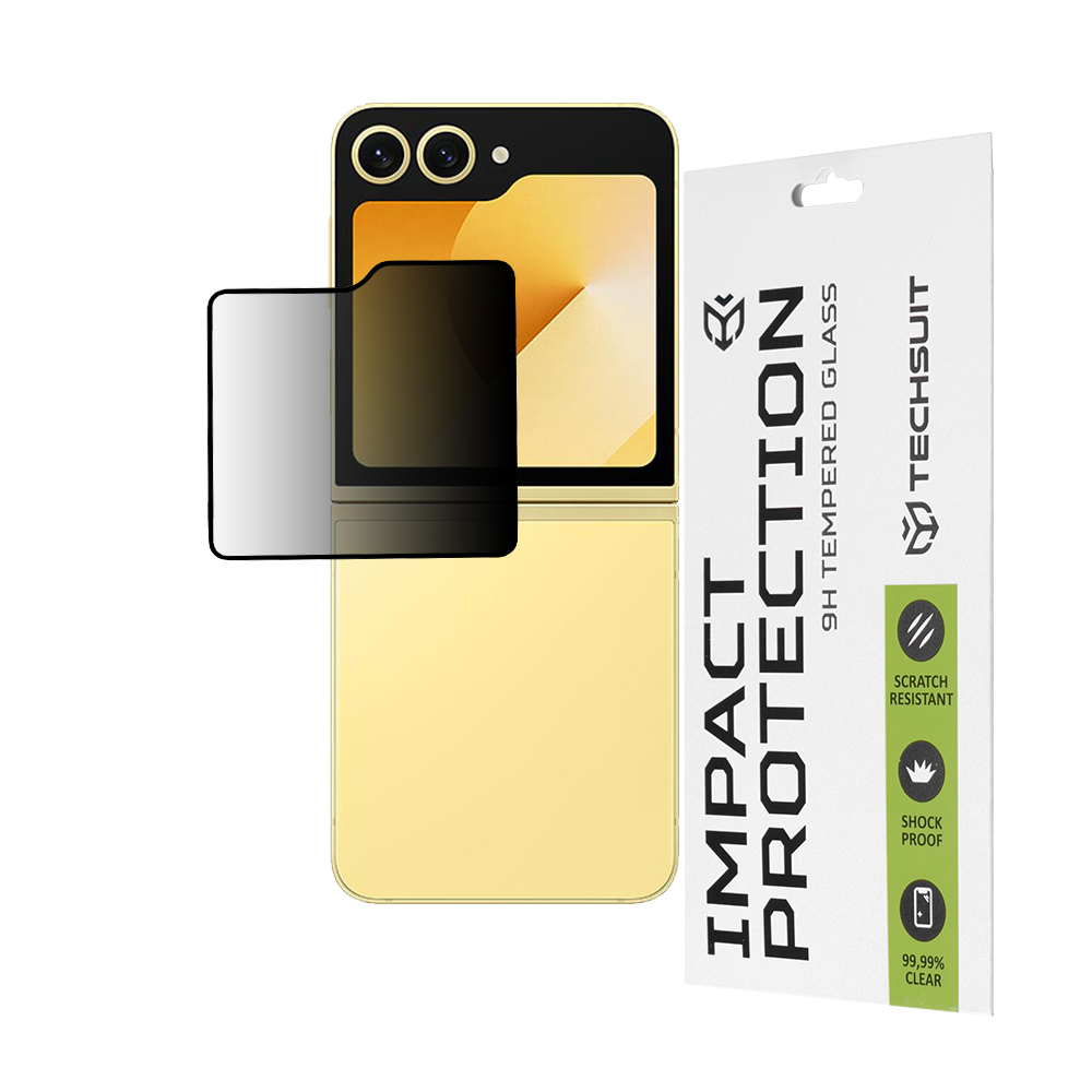 Techsuit - 111D Privacy Full Glue [Outside Screen] - Samsung Galaxy Z Flip6 - Black KF2335355