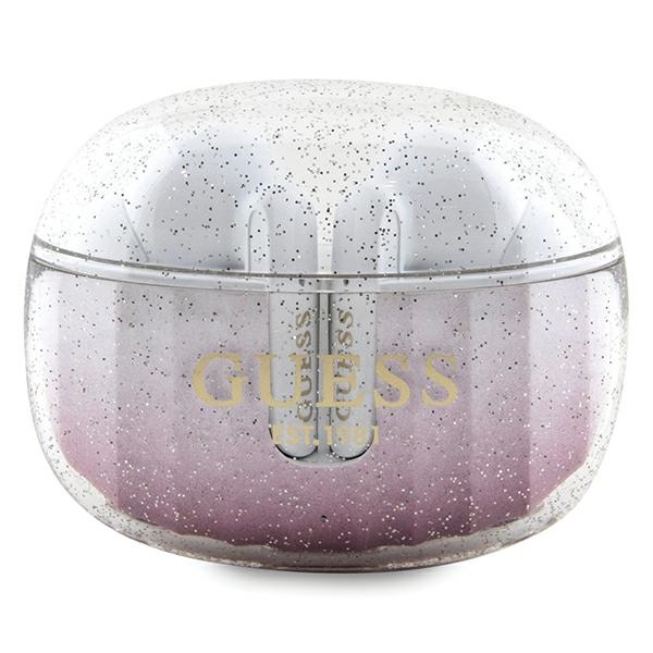 Guess - Wireless Earbuds (GUTWSHDGKEEP) - Bluetooth 5.3, TWS, USB-C, with Docking Station, IPX4 - Glitter Pink Gradient KF2342486
