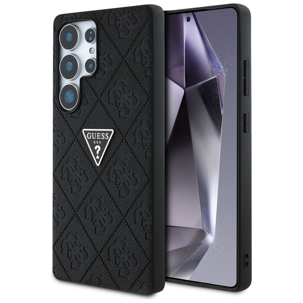 Guess - Leather Grained Hot Stamp 4G Triangle Metal (GUHCS25LPGP4STRK) - Samsung Galaxy S25 Ultra - Black KF2346273
