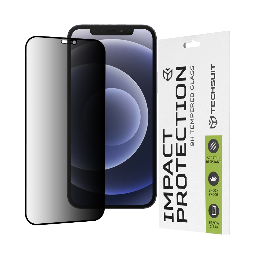 Techsuit 111D Privacy Full Glue – tvrdené sklo (privacy) pre iPhone 12 / iPhone 12 Pro – čierne okraje KF2323448