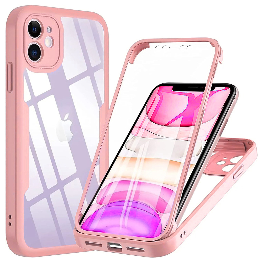 Techsuit ColorVerse 360 Series + Screen Protector – 360° ochranný kryt + ochranná fólia – iPhone 12 – ružový KF2326724