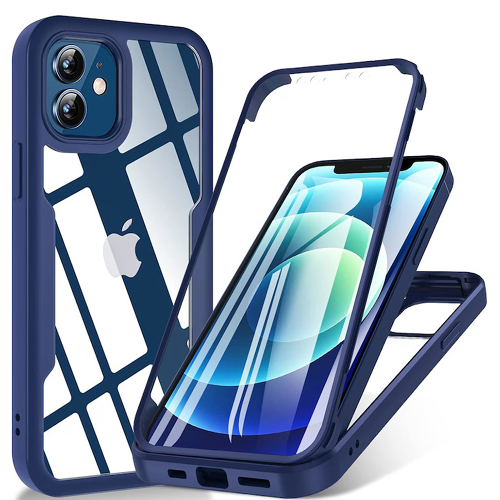 Techsuit ColorVerse 360 Series + Screen Protector – 360° ochranný kryt + ochranná fólia – iPhone 12 – modrý KF2326725