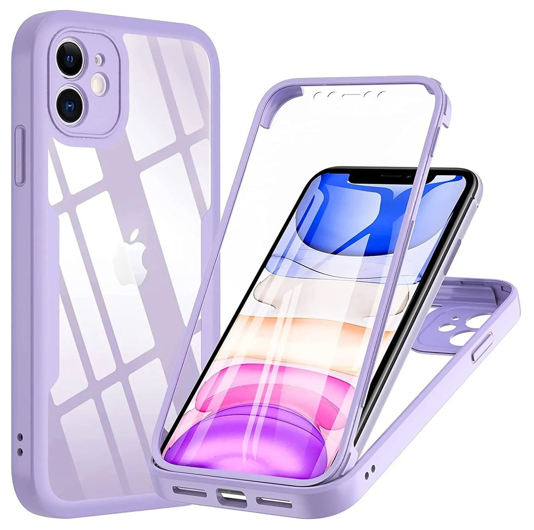 Techsuit ColorVerse 360 Series + Screen Protector – 360° ochranný kryt + ochranná fólia – iPhone 12 – fialový KF2326726