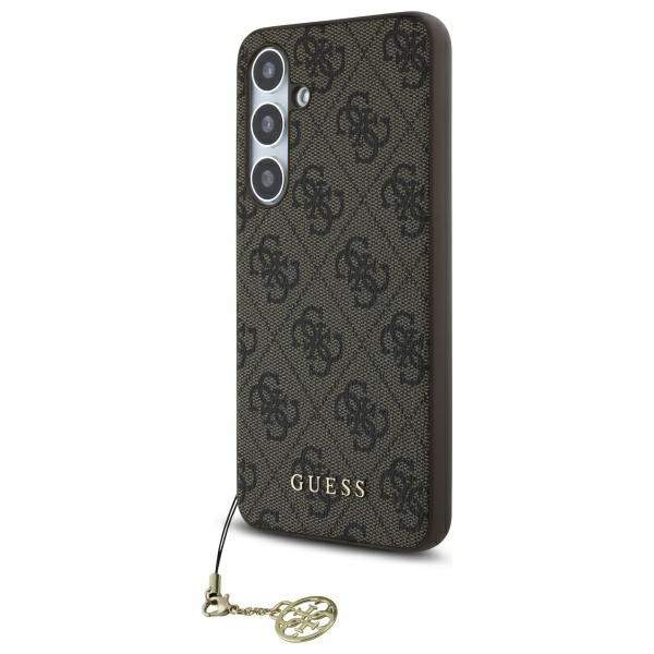 Guess Hardcase 4G Charms Collection (GUHCS24FEGF4GBR) – ochranný kryt s 4G vzorom a príveskom pre Samsung Galaxy S24 FE – hnedý KF2342124