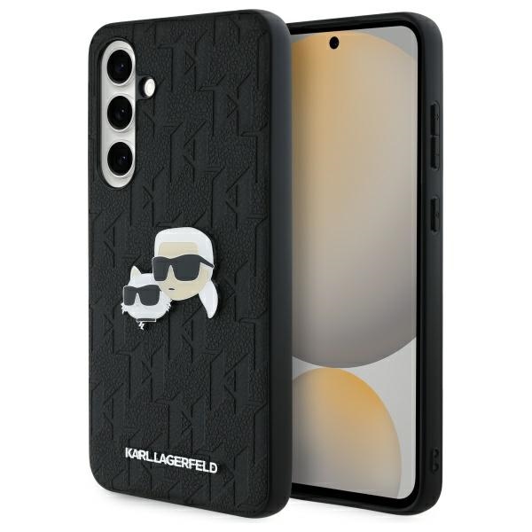 Karl Lagerfeld Hardcase Leather (KLHCS24FEPGKLKCPK) – kožené tvrdé puzdro s monogramom Karl & Choupette Head Pin pre Samsung Galaxy S24 FE – čierny (…