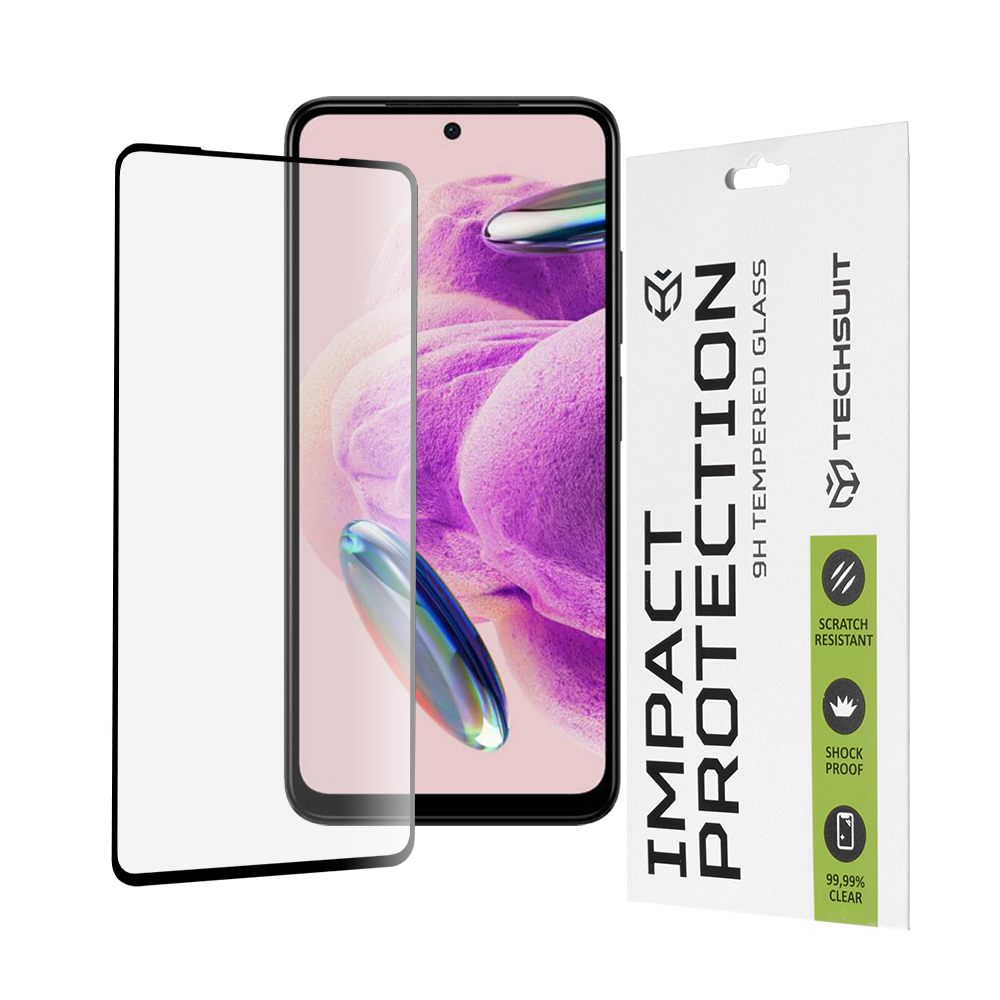 Techsuit - 111D Full Cover / Full Glue Glass - Xiaomi Redmi Note 12S - Black KF2315565