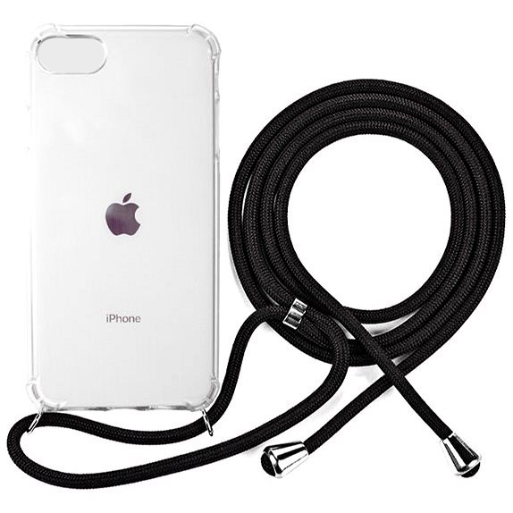 Zadný transparentný obal s čiernou šnúrkou Neck Strap pre iPhone Model iPhone: iPhone 8, 7, SE (2020)