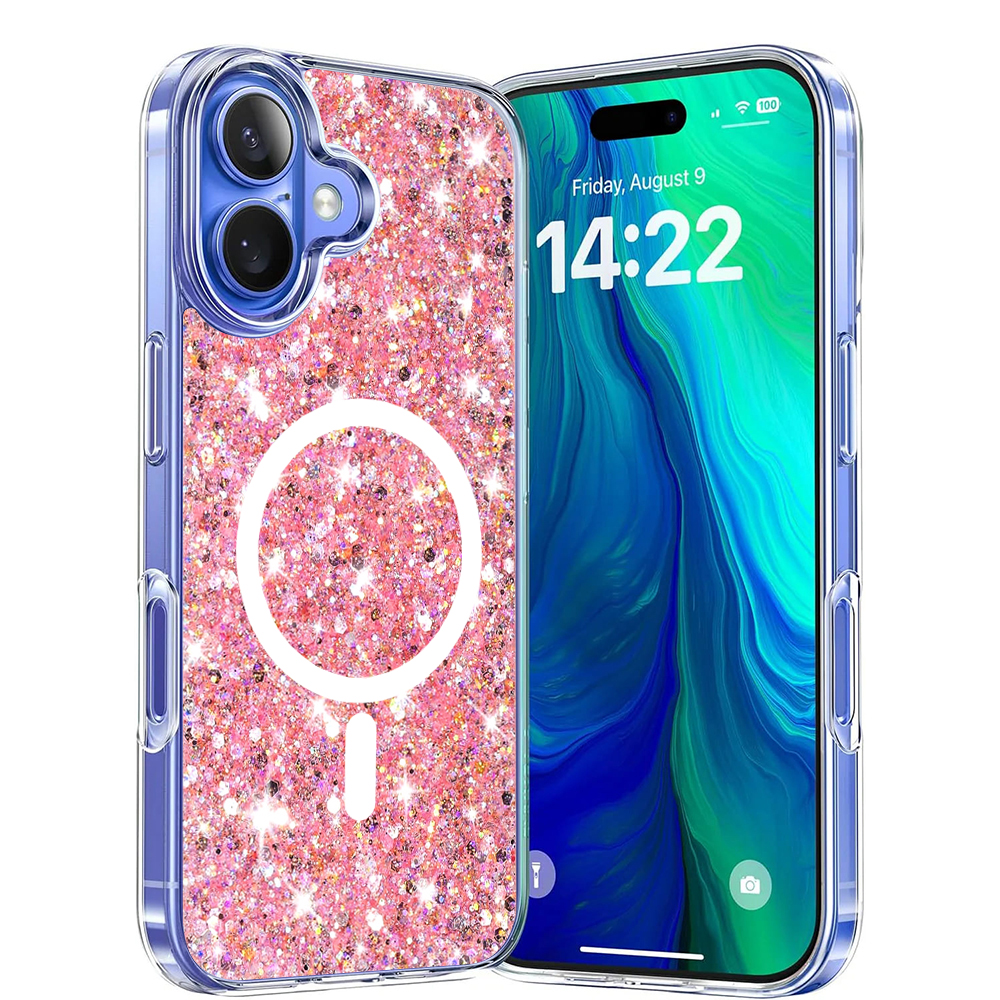 Techsuit - Sparkly Glitter MagSafe - iPhone 16 Plus - Pink KF2332826