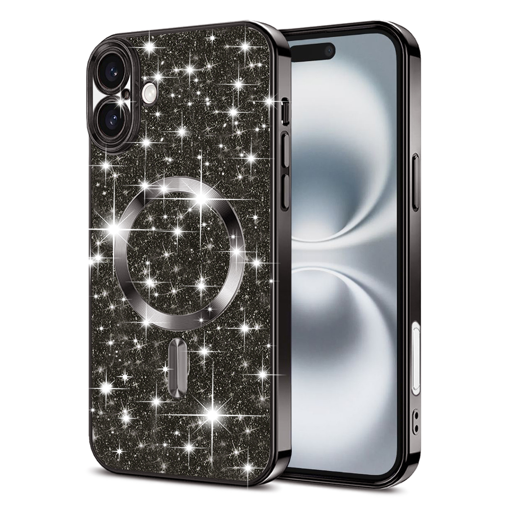 Techsuit - Luxury Glitter MagSafe - iPhone 16 Plus - Black KF2335152