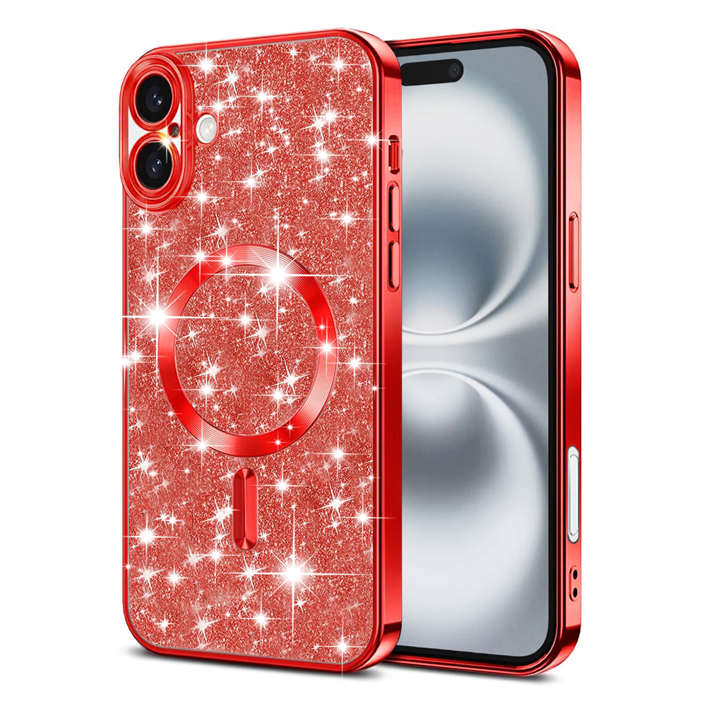 Techsuit - Luxury Glitter MagSafe - iPhone 16 Plus - Red KF2335154