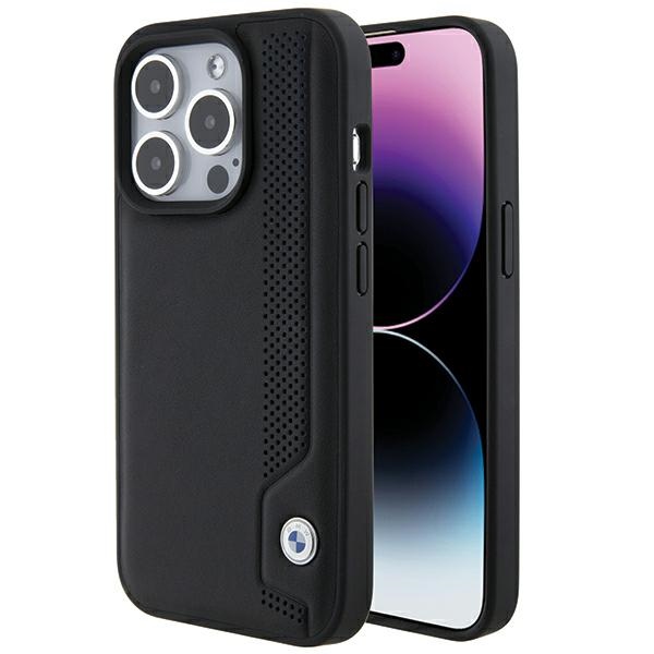 BMW - Hardcase Perforated Leather Blue Dots (BMHCP15X22RBDK) - iPhone 15 Pro Max - Black KF2345202