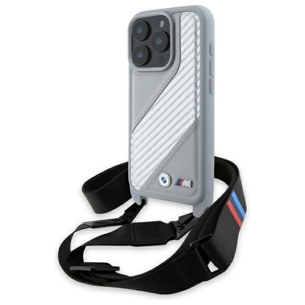 BMW - Leather M Edition Carbon Stripe & Strap (BMHCP16X23PSCCG) - iPhone 16 Pro Max - Grey KF2345333